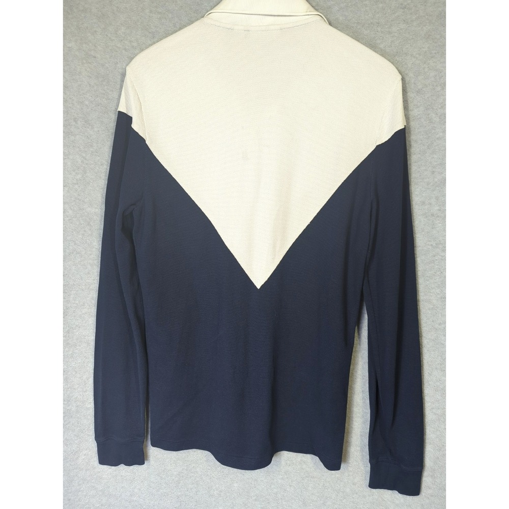 Lacoste Men's Polo Made in France M Lg Sleeve Color Block Navy White Red Stripe - Picture 3 of 10